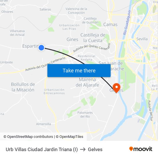 Urb Villas Ciudad Jardin Triana (I) to Gelves map