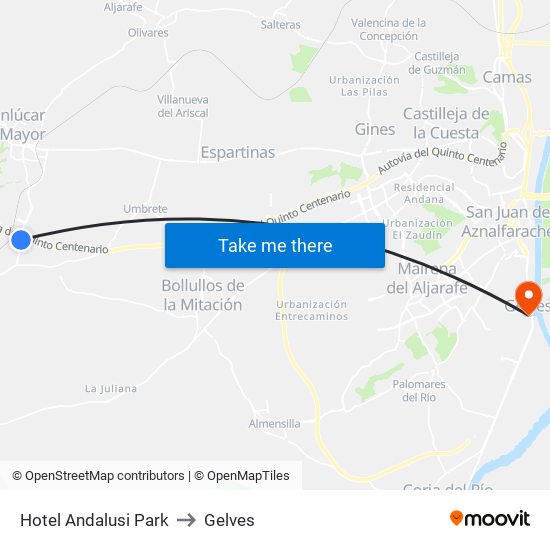 Hotel Andalusi Park to Gelves map