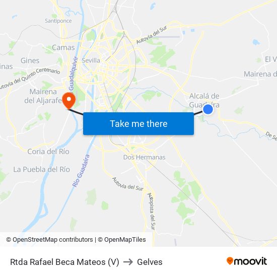 Rtda Rafael Beca Mateos (V) to Gelves map