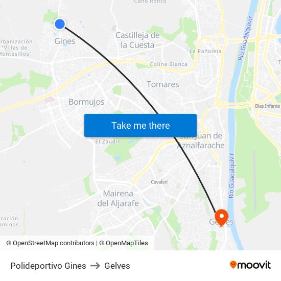 Polideportivo Gines to Gelves map