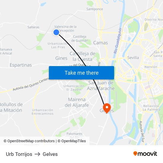 Urb Torrijos to Gelves map