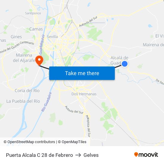 Puerta Alcala C 28 de Febrero to Gelves map