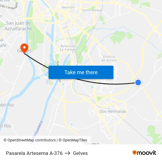 Pasarela Artesema A-376 to Gelves map