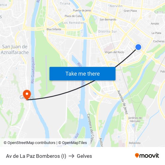 Av de La Paz Bomberos (I) to Gelves map