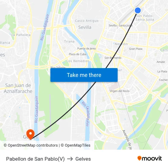 Pabellon de San Pablo(V) to Gelves map
