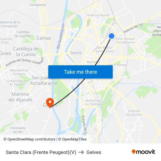 Santa Clara (Frente Peugeot)(V) to Gelves map