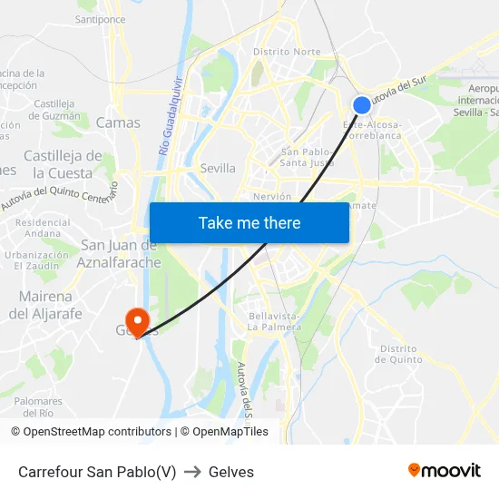 Carrefour San Pablo(V) to Gelves map