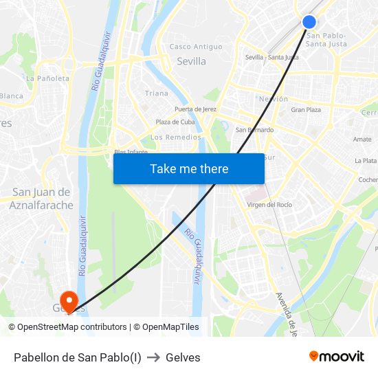 Pabellon de San Pablo(I) to Gelves map