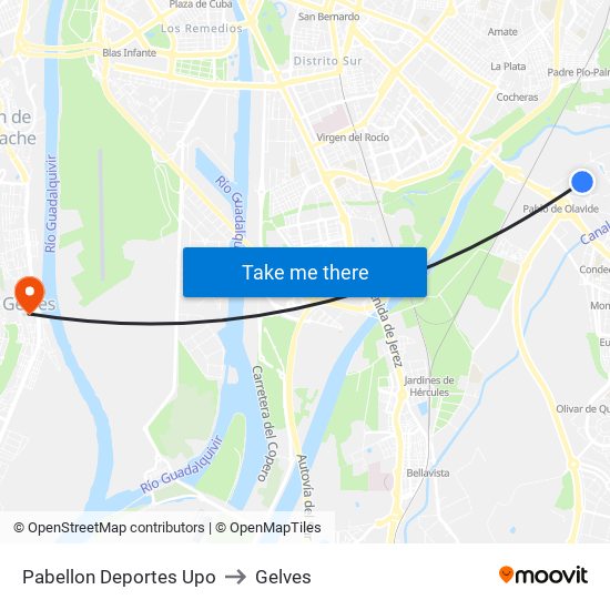 Pabellon Deportes Upo to Gelves map