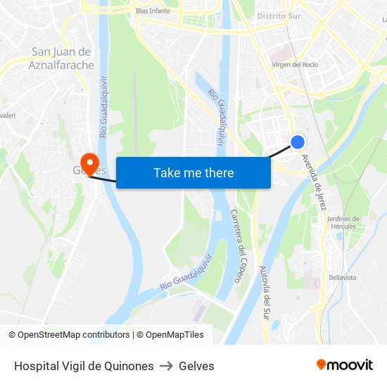 Hospital Vigil de Quinones to Gelves map