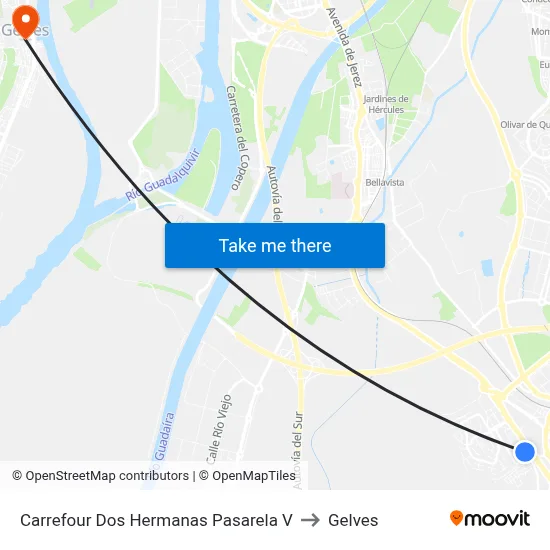 Carrefour Dos Hermanas Pasarela V to Gelves map