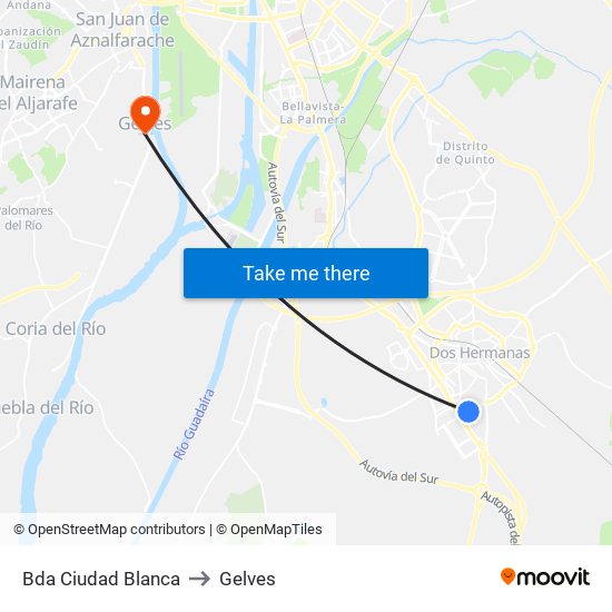 Bda Ciudad Blanca to Gelves map