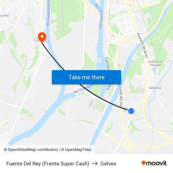 Fuente Del Rey (Frente Super Cash) to Gelves map