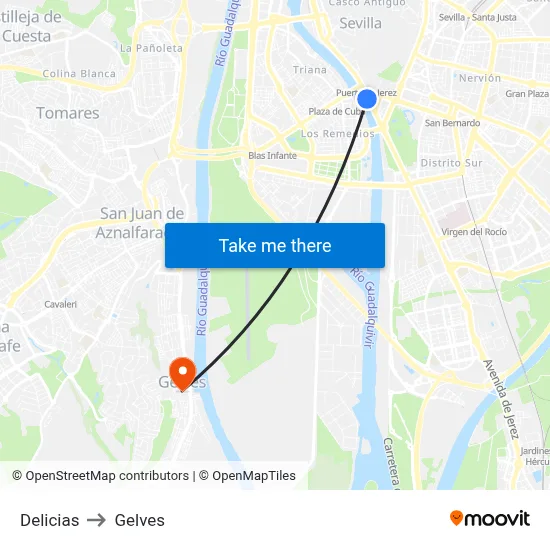 Delicias to Gelves map