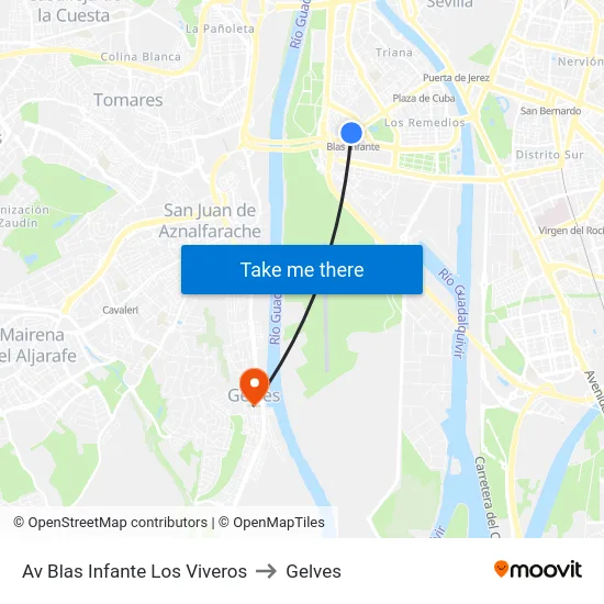Av Blas Infante Los Viveros to Gelves map