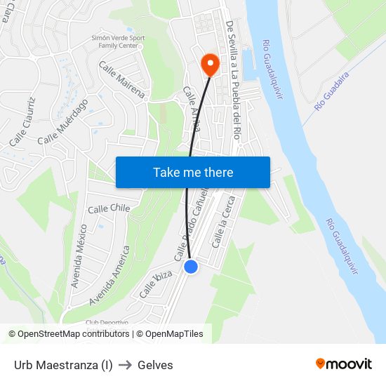 Urb Maestranza (I) to Gelves map
