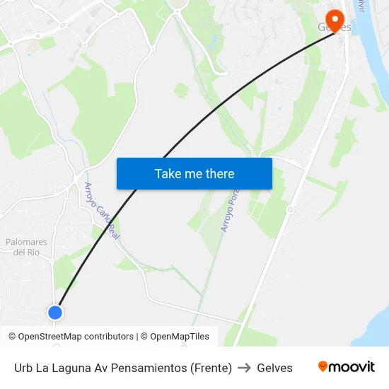 Urb La Laguna Av Pensamientos (Frente) to Gelves map