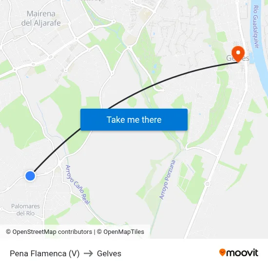 Pena Flamenca (V) to Gelves map