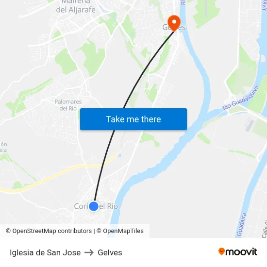 Iglesia de San Jose to Gelves map
