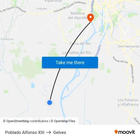 Poblado Alfonso XIII to Gelves map