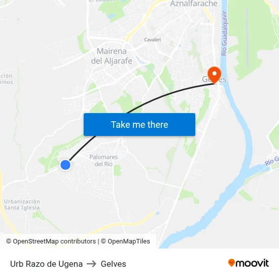 Urb Razo de Ugena to Gelves map