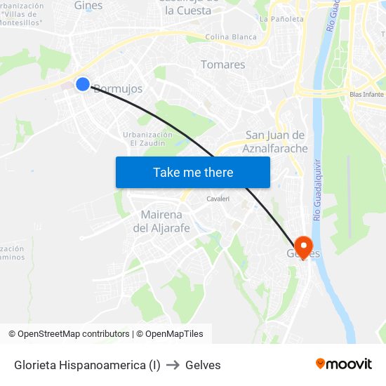 Glorieta Hispanoamerica (I) to Gelves map