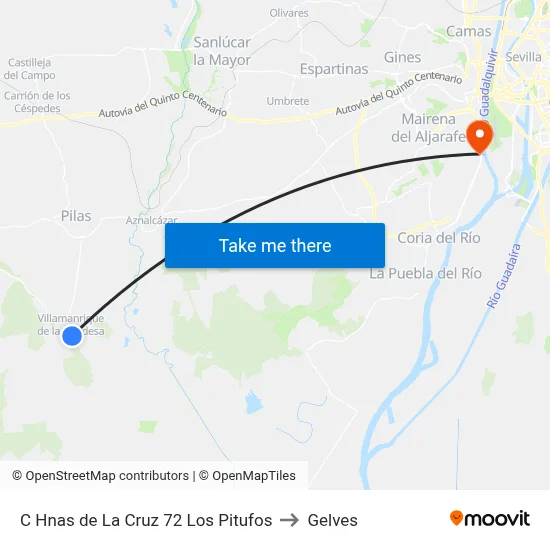 C Hnas de La Cruz 72 Los Pitufos to Gelves map