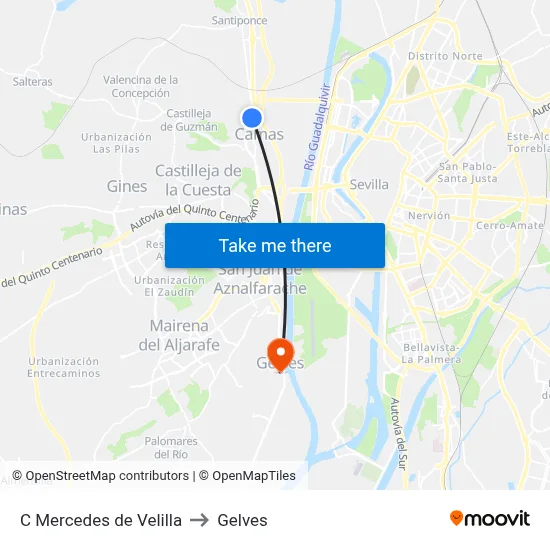 C Mercedes de Velilla to Gelves map