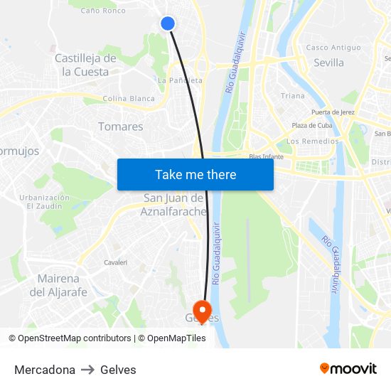 Mercadona to Gelves map