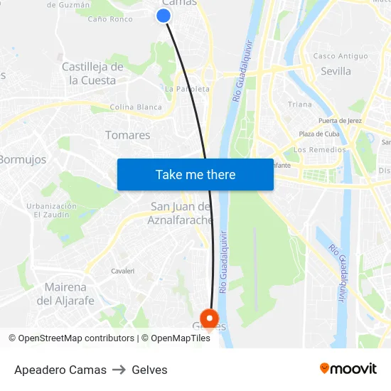 Apeadero Camas to Gelves map