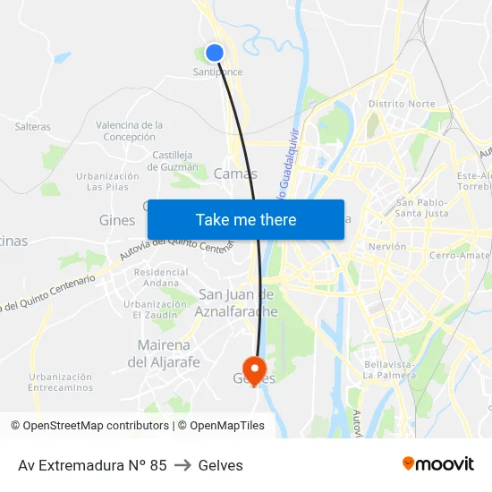 Av Extremadura Nº 85 to Gelves map