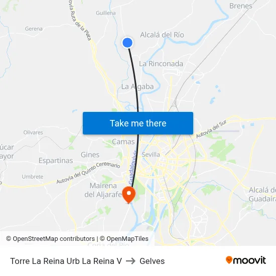 Torre La Reina Urb La Reina V to Gelves map