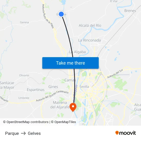 Parque to Gelves map