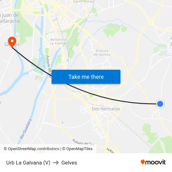 Urb La Galvana (V) to Gelves map