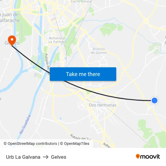 Urb La Galvana to Gelves map