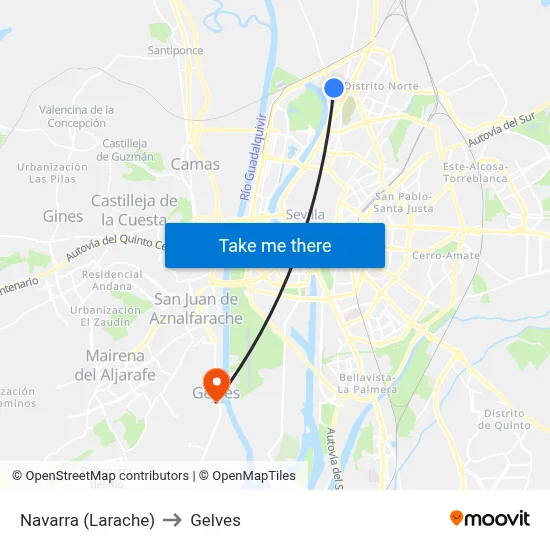 Navarra (Larache) to Gelves map