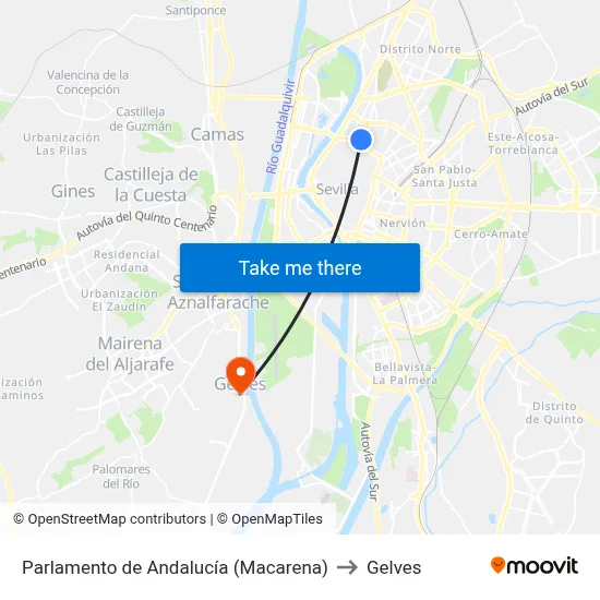 Parlamento de Andalucía (Macarena) to Gelves map