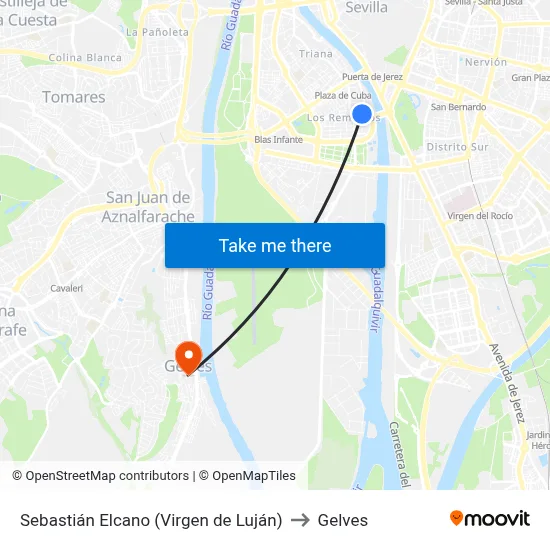 Sebastián Elcano (Virgen de Luján) to Gelves map