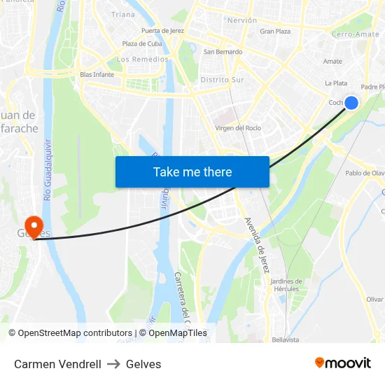 Carmen Vendrell to Gelves map