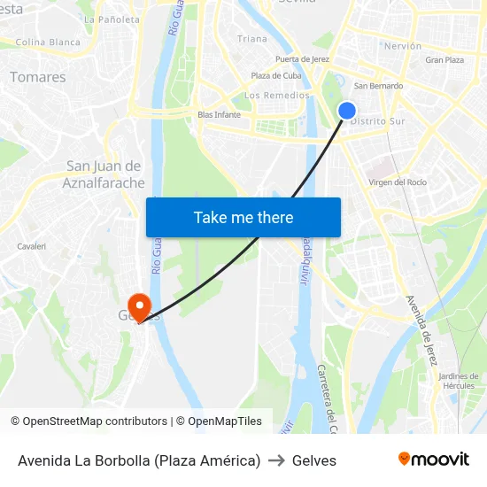 Avenida La Borbolla (Plaza América) to Gelves map