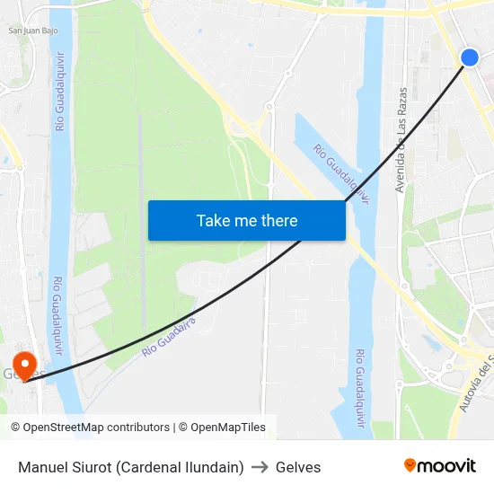 Manuel Siurot (Cardenal Ilundain) to Gelves map