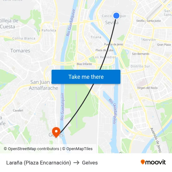 Laraña (Plaza Encarnación) to Gelves map