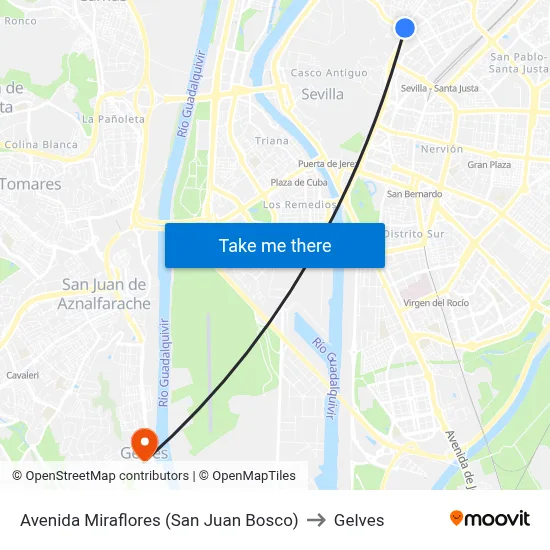 Avenida Miraflores (San Juan Bosco) to Gelves map
