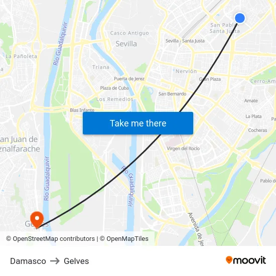 Damasco to Gelves map