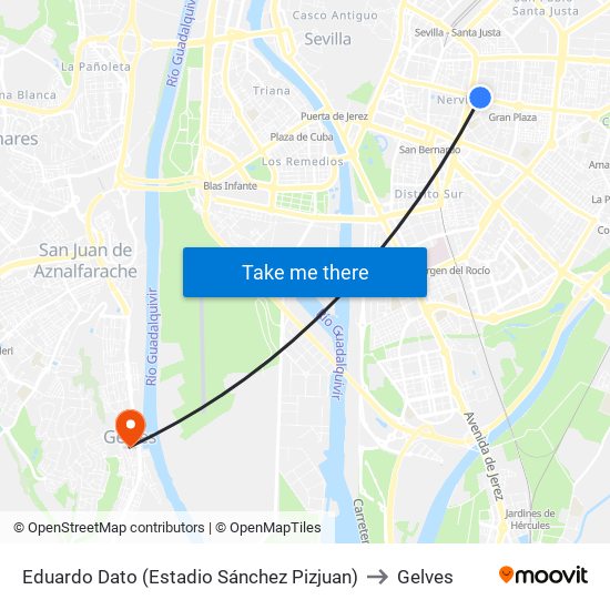 Eduardo Dato (Estadio Sánchez Pizjuan) to Gelves map