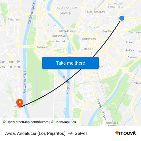 Avda. Andalucia (Los Pajaritos) to Gelves map