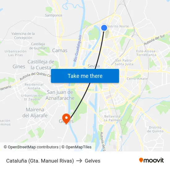 Cataluña (Gta. Manuel Rivas) to Gelves map