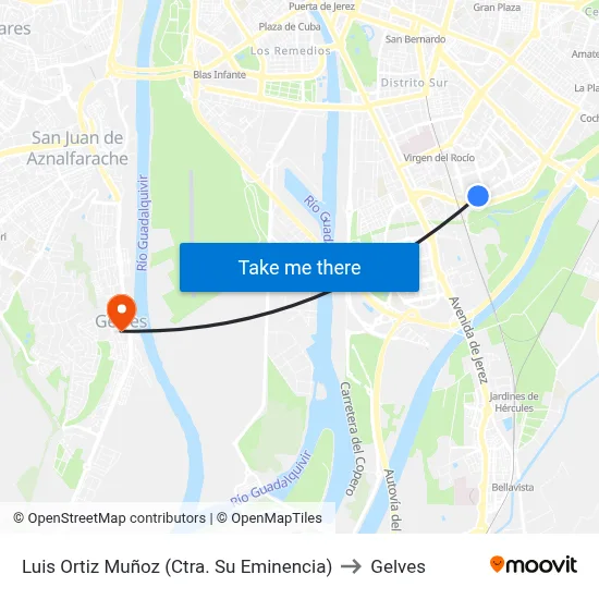 Luis Ortiz Muñoz (Ctra. Su Eminencia) to Gelves map