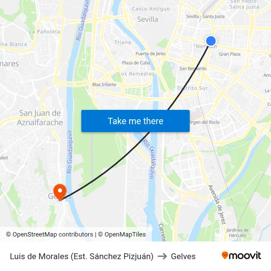 Luis de Morales (Est. Sánchez Pizjuán) to Gelves map