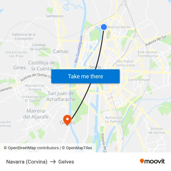 Navarra (Corvina) to Gelves map